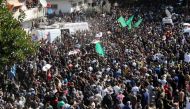 Palestinians attend the funeral of people who were killed in a fire that broke out during a party in the Gaza Strip, according to health and civil emergency officials in the northern Gaza Strip, November 18, 2022. (REUTERS/Ibraheem Abu Mustafa)