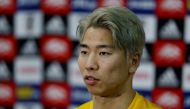 Japan's Takuma Asano during the FIFA World Cup Qatar 2022 press conference at the Al Sadd SC New Training Facilities 1, Doha, on November 21, 2022.   REUTERS/Issei Kato