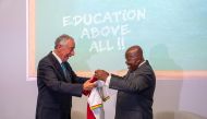 Portuguese President Marcelo Rebelo de Sousa and Ghanaian President Nana Akufo-Addo exchanged jerseys before a football match between their two countries during an event hosted by Education Above All inside the FIFA Fan Festival. 
