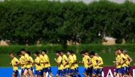 Japan players during training ahead of their clash against Costa Rica. Reuters.

