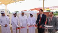Prof. Dr. Khalid bin Ibrahim Al Sulaiti, General Manager of Katara (third right), H E Fahad bin Mohammed Al Attiyah, Ambassador of Qatar to the United Kingdom (first right) and Scott McDonald, Chief Executive of the British Council (second right) during the ribbon-cutting ceremony.