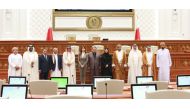 Deputy Speaker of the Shura Council H E Dr. Hamda bint Hassan Al Sulaiti with visiting parliamentary officials. 