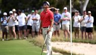 Australia's Adam Scott reacts during the final round of the Men's Australian Open golf tournament at the Victoria course in Melbourne on December 4, 2022. (Photo by William WEST / AFP) 