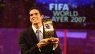 Kaka with the FIFA World Player of the Year trophy in 2007. PIC: FIFA