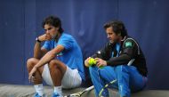 File Photo: Spain's Rafael Nadal (left) and coach Francis Roig during a practice session. (Reuters)