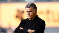 Paris St Germain coach Christophe Galtier looks on during the Ligue 1 match against Lorient at the Stade du Moustoir, Lorient, France, on November 6, 2022.  File Photo / Reuters