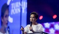 Kari Lake speaks during a right-wing gathering known as America Fest, an event organized by Turning Point USA, in Phoenix, Arizona, US, on December 20, 2022. REUTERS/Jim Urquhart
