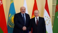 Russian President Vladimir Putin shakes hands with Belarusian President Alexander Lukashenko ahead of a meeting of the Commonwealth of Independent States (CIS) leaders in Saint Petersburg, Russia, on December 26, 2022. Sputnik/Alexei Danichev/Pool via REUTERS 