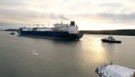 A tugboat and vessel FSRU Exemplar, the floating liquefied natural gas (LNG) terminal, chartered by Finland to replace Russian gas, arrives to the Inkoo port, west of Helsinki, December 28, 2022. Lehtikuva/Jussi Nukari via REUTERS