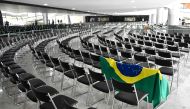 The Planalto Palace's Noble Hall is being prepared for the swearing-in ceremony of President-elect Luiz Inلcio Lula da Silva in Brasilia on December 28, 2022.  (Photo by EVARISTO SA / AFP)