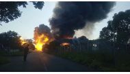 A gas tanker explodes, in Boksburg, South Africa December 24, 2022, in this screen grab from a video obtained by Reuters. AAA Security Group/via REUTERS
