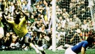 Brazil's Pele celebrates after scoring the opening goal at the 1970 FIFA World Cup final match against Italy at Estadio Azteca, Mexico City, on May 21, 1970. Mandatory Credit: Action Images / Sporting Pictures 