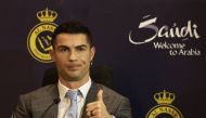 Cristiano Ronaldo during a press conference at the Al Nassr signing ceremony at Mrsool Park, Riyadh, Saudi Arabia, January 3, 2023. (REUTERS/Ahmed Yosri)