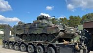 A Marder armoured infantry fighting vehicle of the German army Bundeswehr is pictured at Rukla military base, Lithuania, April 22, 2022. (REUTERS/Alexander Ratz)