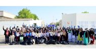 Staff and students of MES Indian School during the launch of cleanliness drive.