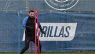 Paris Saint-Germain's Argentine forward Lionel Messi attends a training session at PSG's training center Le Camp des Loges in Saint-Germain-en-Laye, outside Paris, on January 10, 2023. (Photo by Geoffroy Van Der Hasselt / AFP)