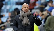 Manchester City manager Pep Guardiola reacts during a match against Girona at the Etihad Campus, Manchester, Britain, on December 17, 2022. (Action Images via Reuters/Jason Cairnduff)