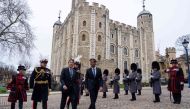 Britain's Prime Minister Rishi Sunak (right) welcomes Japan's Prime Minister Fumio Kishida upon his arrival at the Tower of London, central London, on January 11, 2023 ahead of their meeting. (Photo by Carl Court / POOL / AFP)