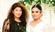 Chandrika Perera with a traditional Kandyan bride.