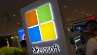 The Microsoft logo is seen at the Microsoft store in New York City, July 28, 2015. (REUTERS/Mike Segar)