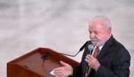 Brazilian President Luiz Inacio Lula da Silva speaks during a meeting with trade union Centrals at Palacio da Alvorada in Brasilia on January 18, 2023. (Photo by DOUGLAS MAGNO / AFP)