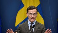 Sweden's Prime Minister Ulf Kristersson attends a news conference on Sweden's NATO bid in Stockholm, Sweden, January 24, 2023. (Pontus Lundahl /TT News Agency via REUTERS)