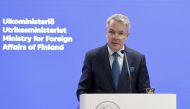 Finnish Foreign Minister Pekka Haavisto speaks during his press conference, commenting on the country's NATO process, in Helsinki, Finland on January 30, 2023. Antti Hamalainen/Lehtikuva/via REUTERS 