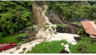 General view of the area where a landslide occurred due to flooding, in Auckland, New Zealand, January 30, 2023 in this screen grab obtained from a video. Newshub/via Reuters TV/Handout via REUTERS