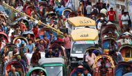 Vehicles are stuck in traffic in the afternoon in Dhaka, Bangladesh, June 8, 2022. REUTERS/Mohammad Ponir Hossain
