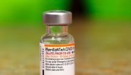 In this file photo taken on November 03, 2021, a vial of the Pfizer-BioNTech Covid-19 vaccine to be used for children aged 5 to 11 at the Child Health Associates office in Novi, Michigan. (Photo by Jeff Kowalsky / AFP)