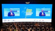 Indian billionaire Gautam Adani is seen on a screen as he addresses delegates during the Bengal Global Business Summit in Kolkata, India on April 20, 2022. File Photo / Reuters
