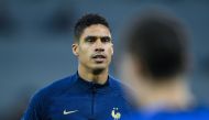 In this file photo taken on December 17, 2022 France's defender Raphael Varane takes part in a training session at the Al Sadd SC training centre in Doha, on the eve of the Qatar 2022 World Cup football final match between Argentina and France. (Photo by FRANCK FIFE / AFP)