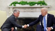 File Photo: US President Joe Biden shakes hands with Jordan's King Abdullah in the Oval Office at the White House in Washington, July 19, 2021. (Reuters)