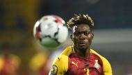 In this file photo taken on June 26, 2019 Ghana's midfielder Christian Atsu chases down the ball during the 2019 Africa Cup of Nations (CAN) match between Ghana and Benin at the Ismailia Stadium. (Photo by OZAN KOSE / AFP)