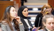 Minister of Social Development and Family H E Mariam bint Ali bin Nasser Al Misned (centre) at the session.