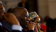 Former president of South Africa Thabo Mbeki looks on during South African President Cyril Ramaphosa's 2023 state-of-the-nation address (SONA) at the Cape Town City Hall in Cape Town on February 9, 2023. (Photo by ESA ALEXANDER / POOL / AFP)