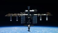 This undated photo released by Roscosmos State Space Corporation shows the International Space Station. (Roscosmos State Space Corporation via AP)