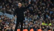 Manchester City's Spanish manager Pep Guardiola gestures on the touchline during the English Premier League match between Manchester City and Aston Villa at the Etihad Stadium in Manchester, north west England, on February 12, 2023. (Photo by Paul ELLIS / AFP)