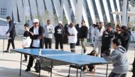 Minister of Transport H E Jassim Saif Ahmed Al Sulaiti during a Sport Day activity at Darb Lusail, in Lusail city.  
