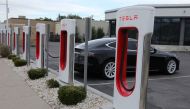 File photo: A Tesla charging station is seen in Salt Lake City, Utah, U.S. September 28, 2017. REUTERS/Lucy Nicholson