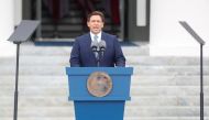 File photo: Florida's Governor Ron DeSantis gives a speech to those in attendance after taking the oath of office at his second term inauguration in Tallahassee, Florida, U.S. January 3, 2023. REUTERS/Octavio Jones