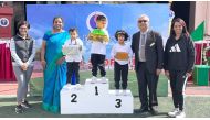 Officials with students at BPS 19th Annual Sports Day.