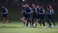 Al Sadd players during a training session ahead of match against Al Ahli. 