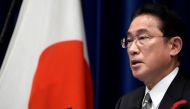 Japanese Prime Minister Fumio Kishida speaks during a news conference at the prime minister's official residence in Tokyo, Japan, October 14, 2021. (Eugene Hoshiko/Pool via REUTERS)