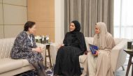 Chairperson of the National Human Rights Committee (NHRC) H E Maryam bint Abdullah Al Attiyah (centre) meeting with Chairperson of UN Committee on the Rights of the Child Mikiko Otani on the sidelines of the International Conference for Climate Change and Human Rights.