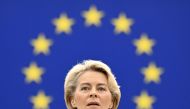 In this file photo taken on September 14, 2022 European Commission President Ursula von der Leyen delivers a speech during a debate on 