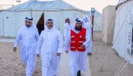 Minister of Municipality H E Dr. Abdullah bin Abdulaziz bin Turki Al Subaie during a visit to the 9th Disaster Management Camp, organised by the QRCS.