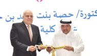 H E Sheikh Faisal bin Qassim Al Thani with President of Association of Arab Universities Prof. Dr. Amro Izzat Salama.
