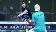 Action during the quarter-final between pairs of Jeronimo Gonzalez-Alejandro Ruiz Granados and Alejandro Galan-Juan Lebron yesterday. 
