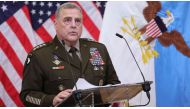 Chairman of the Joint Chiefs of Staff Gen. Mark Milley speaks during a media conference after a meeting of NATO defense ministers at NATO headquarters in Brussels, on October 12, 2022.
